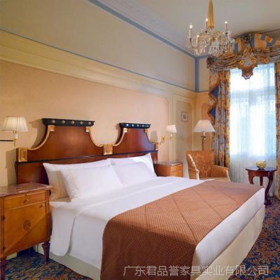 美式酒店家具出口 星级酒店客房双人床 酒店套房家具批发定做